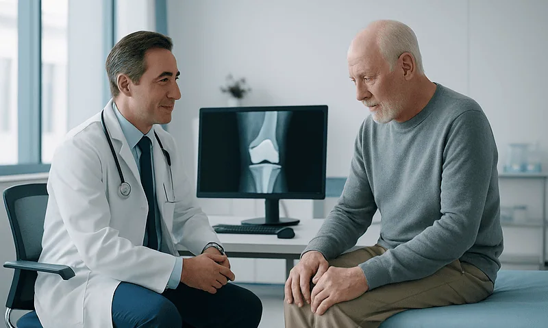 Orthopedic consultation for knee revision surgery at Acibadem Hospital.