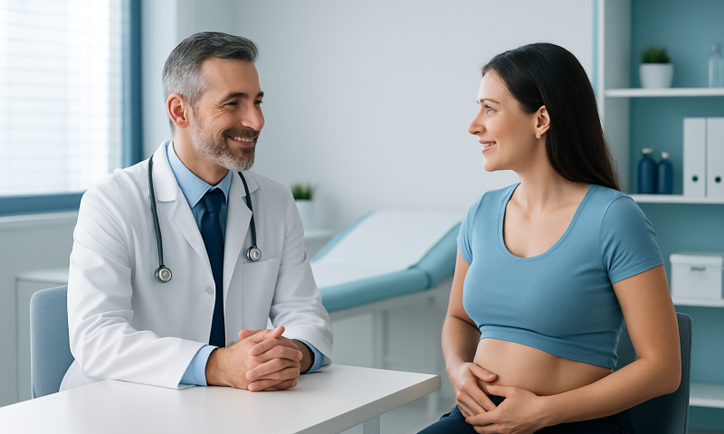 Doctor consulting with a patient in a medical office.