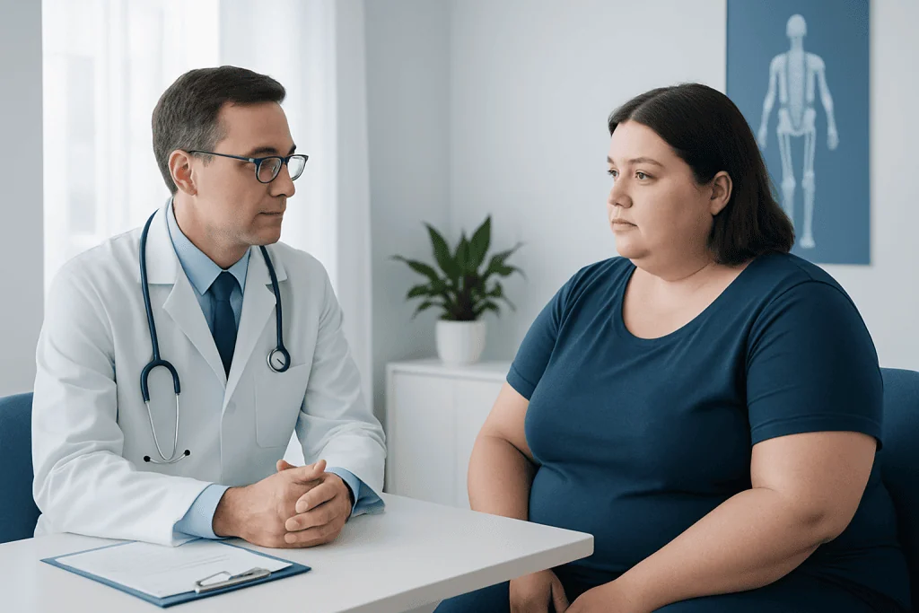 Doctor consulting with a patient in a medical office.