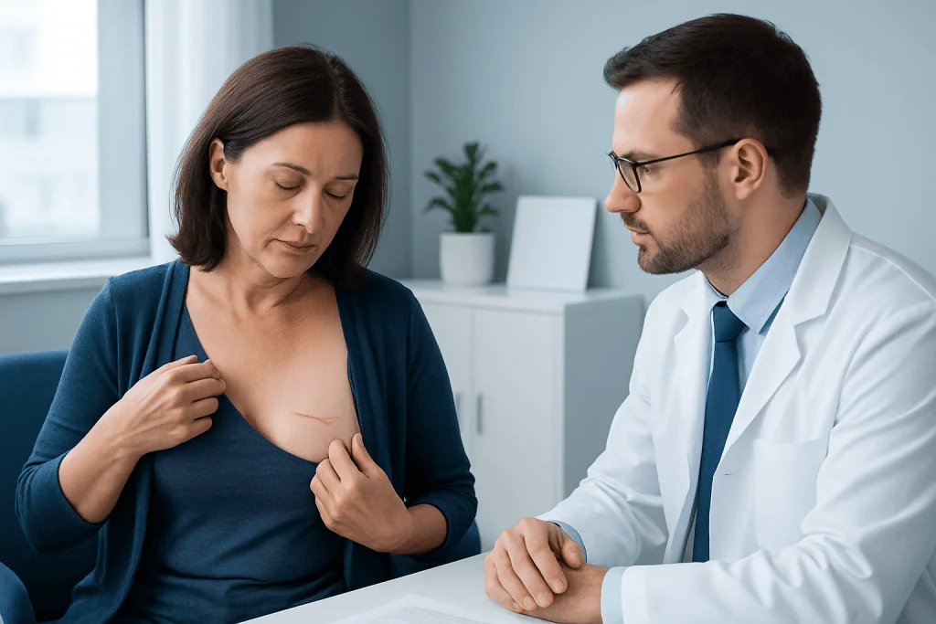 Lumpectomy procedure: step by step — scar from lumpectomy