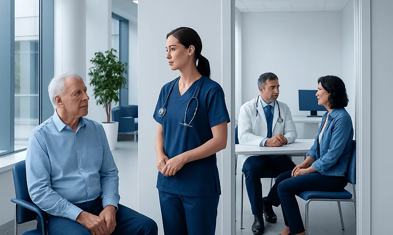 Mesothelioma Screening: How It Works, Results and What to Expect 17 Doctor consulting elderly patient in hospital setting.