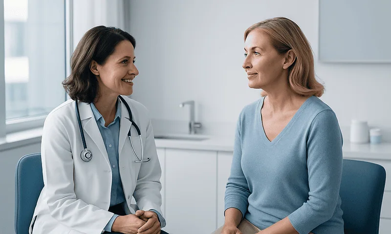 Doctor consulting with a patient in a medical office.