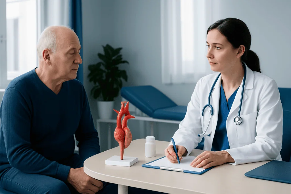 Monitoring and medication-based care — aortic aneurysm treatment