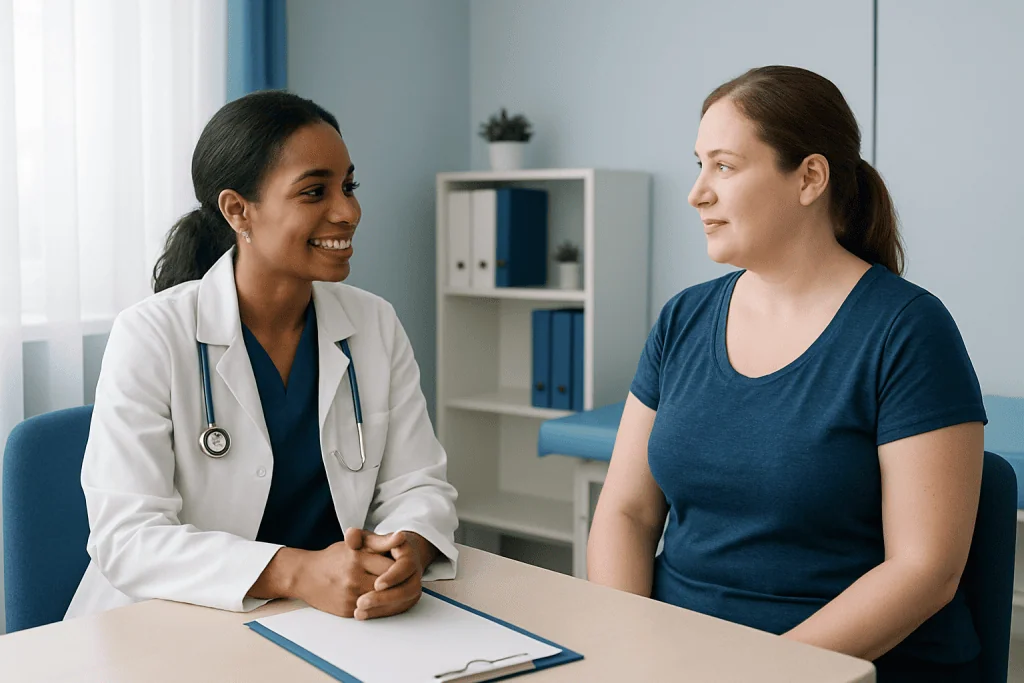 Doctor consulting with a patient in a medical office.
