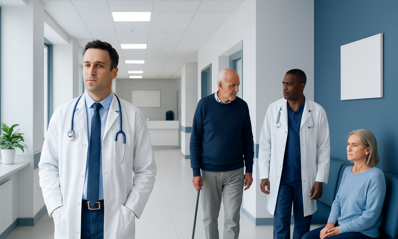 Neurodegeneration Treatment: How It Works, Results and What to Expect 12 Medical team consulting with elderly patient in hospital corridor.