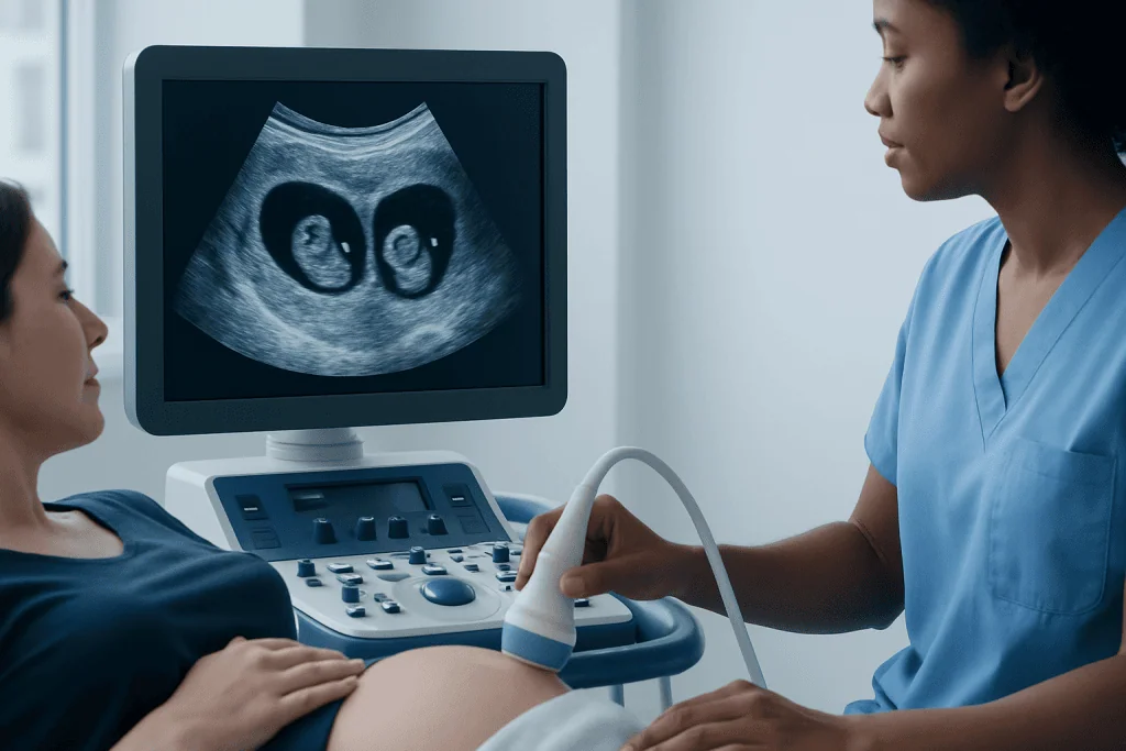 Normal Findings at Around 6 Weeks — 6 weeks pregnant ultrasound with twins