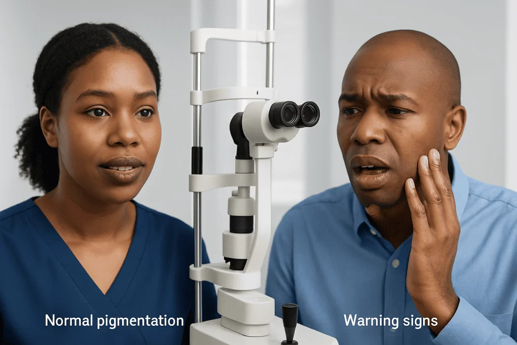 Normal pigmentation versus warning signs — black gums