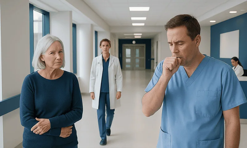 Can Coughing Release Gut Gas: An Evidence-Based Patient Guide 9 Medical professionals discussing patient care in hospital corridor.