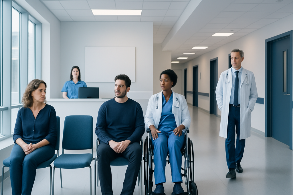 Does Nerve Damage Repair: Procedure, Recovery and Results 1 Medical consultation with diverse healthcare professionals in hospital corridor.