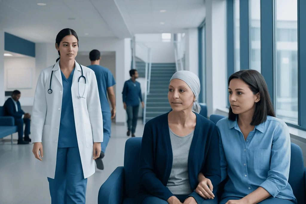 Coping with Ovarian Cancer Treatment Side Effects: What to Expect and How to Manage 1 Hospital staff discussing patient care in a modern medical facility.