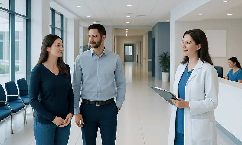 Patients consulting with a doctor at Acibadem Hospital in Turkey.