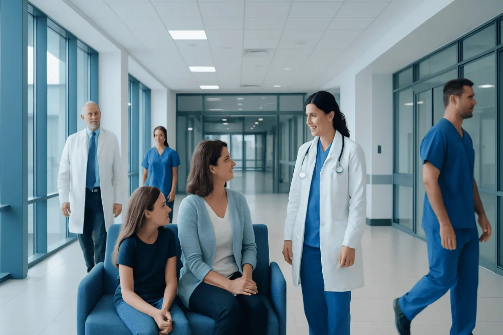 ALL Treatment: How It Works, Results and What to Expect 1 Medical team consulting with a patient in a hospital corridor.