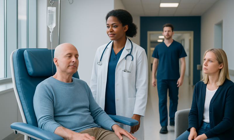 Chemo for Liver Cancer: How It Works, Results and What to Expect 6 Doctor consulting with patient in hospital room at Acibadem Hospitals Group.