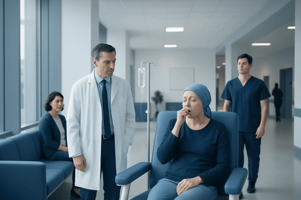 Hiccups and Chemotherapy: How It Works, Results and What to Expect 1 Patient experiencing hiccups during chemotherapy treatment at Acibadem Hospital.