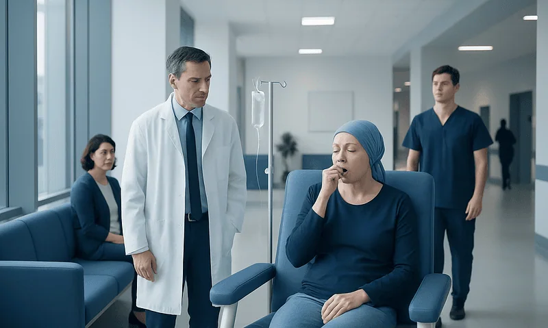 Patient experiencing hiccups during chemotherapy treatment at Acibadem Hospital.