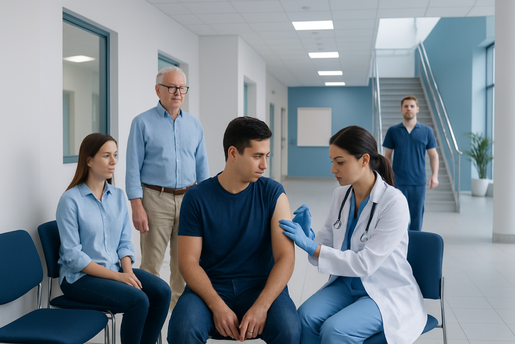 How Long Does Rabies Injection Last: How It Works, Results and What to Expect 1 Doctor administering rabies vaccine to young man in hospital.