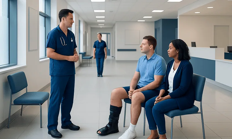 Medical consultation at Acibadem Hospital with doctor and patients.