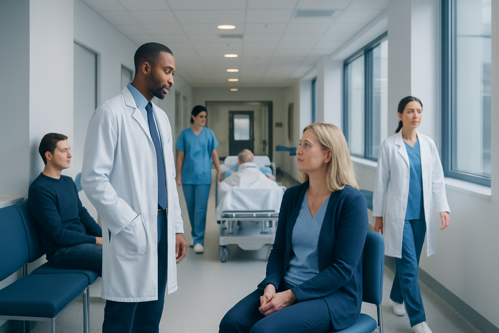 Status Epilepticus Treatment: How It Works, Results and What to Expect 1 Medical team consulting patient in hospital corridor at Acibadem Hospitals.