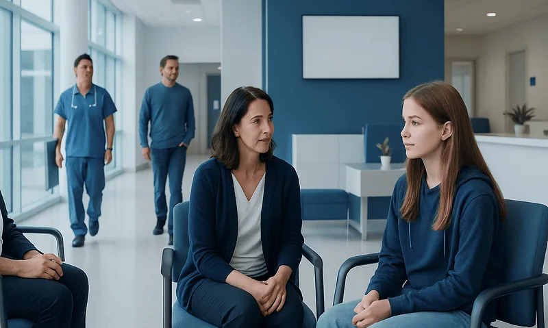 Teen girl in therapy session at Acibadem Hospital for Arfid treatment.