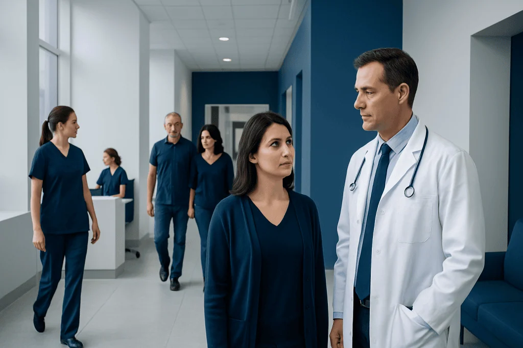 Thymus Tumor Treatment: How It Works, Results and What to Expect 1 Medical team discussing patient care in hospital corridor.