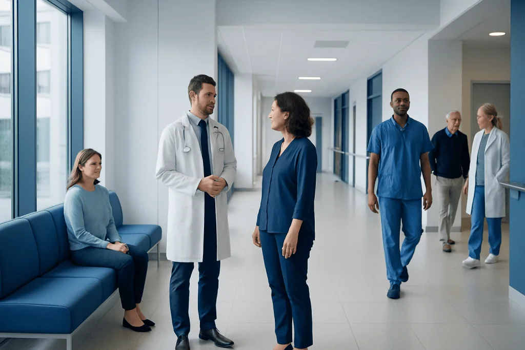 Treatment Hypoparathyroidism: How It Works, Results and What to Expect 1 Medical team discussing patient care in hospital corridor.