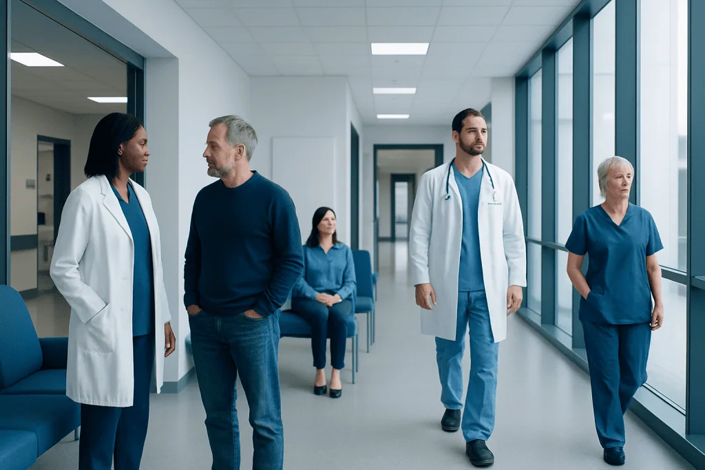 Uspstf Colorectal Cancer Screening: How It Works, Results and What to Expect 1 Medical professionals and patients in a hospital corridor at Acibadem Hospitals Group.