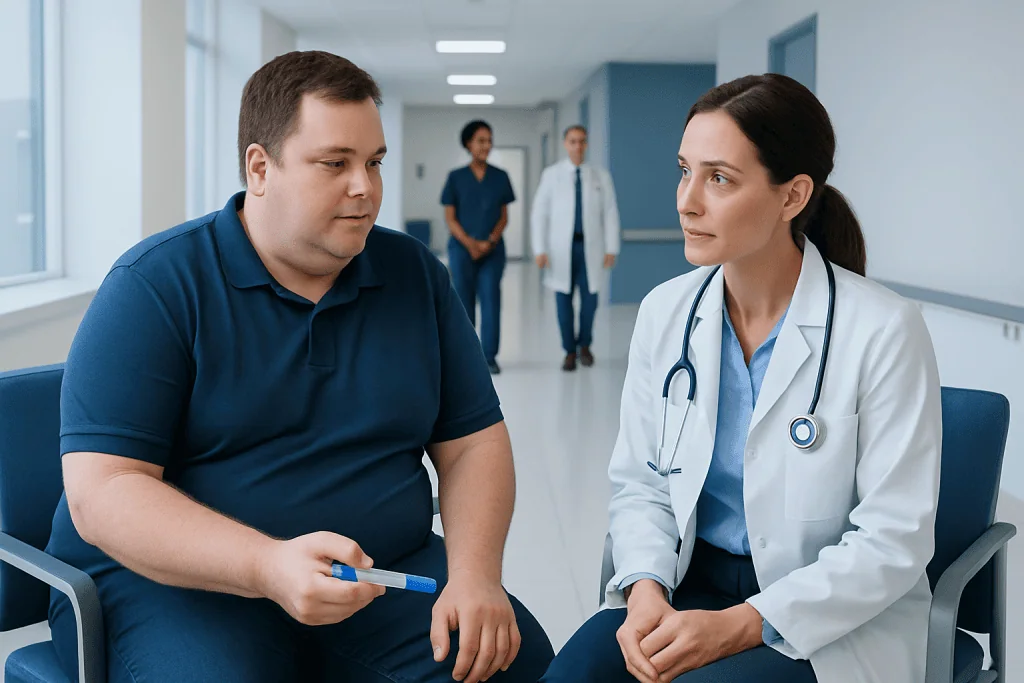 Weight Loss Injection Covered by Medicaid: How It Works, Results and What to Expect 1 Doctor consulting with a patient in a hospital corridor.
