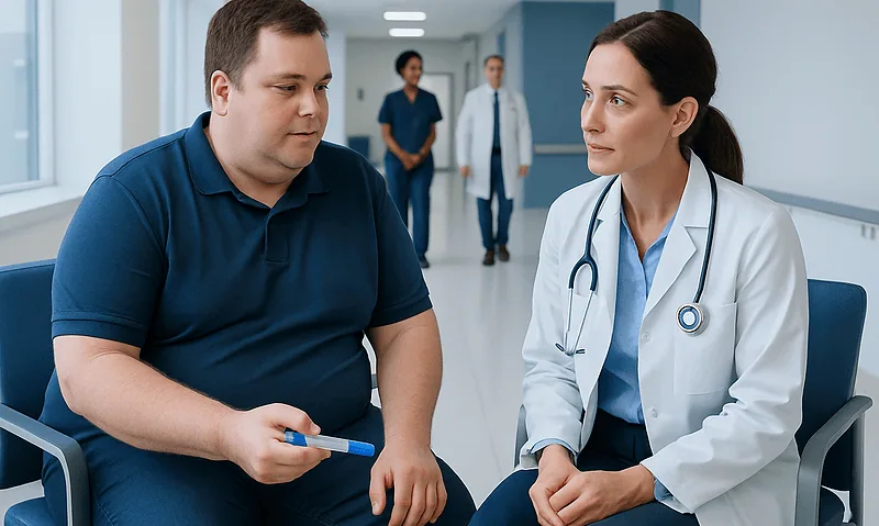Weight Loss Injection Covered by Medicaid: How It Works, Results and What to Expect 6 Doctor consulting with a patient in a hospital corridor.