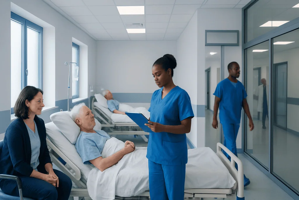 Recovery Room Hospital: An Evidence-Based Patient Guide 1 Nursing staff attending to a patient in a hospital recovery room.