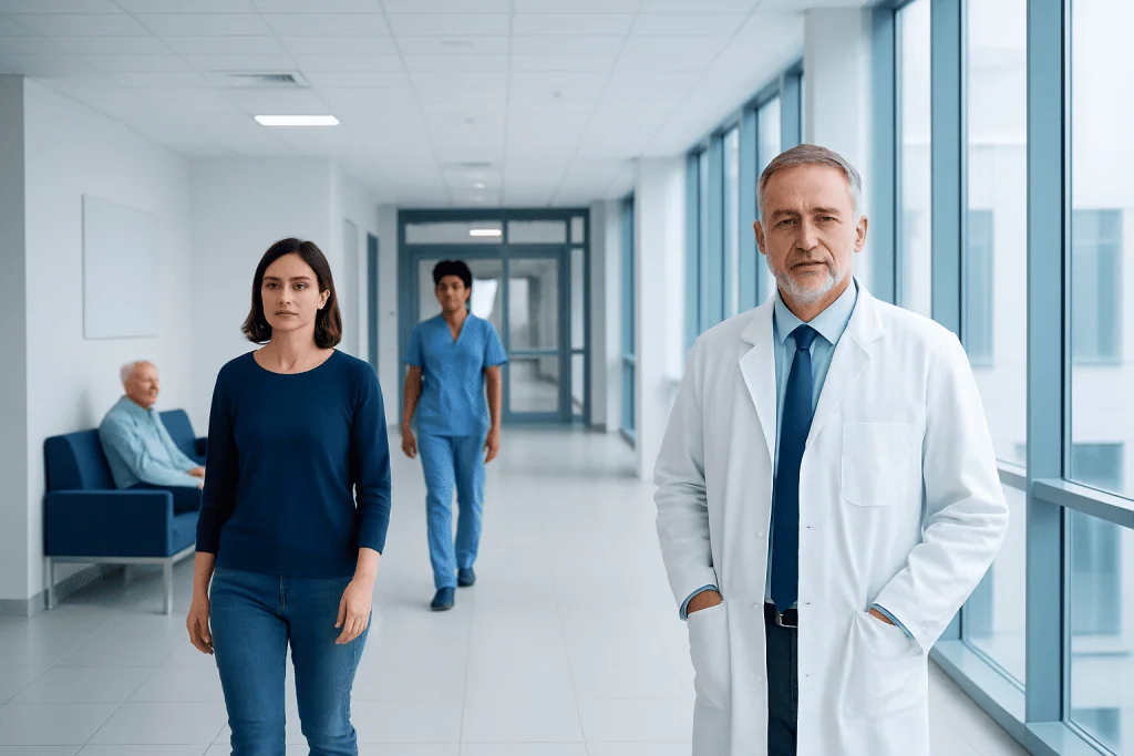 Chicken Heart Nutrition: Benefits, Risks, and Safe Use 1 Medical professionals and patient in hospital corridor at Acibadem Hospitals Group.