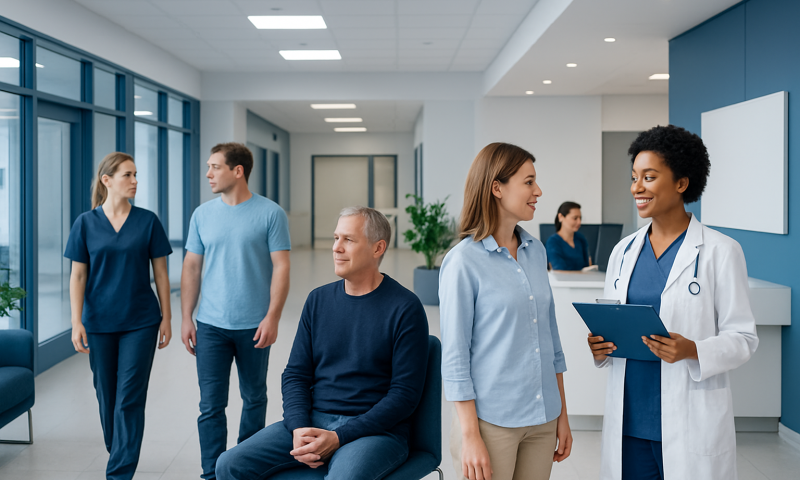 Benefits of Colonics Therapy: How It Works, Results and What to Expect 11 Patients and healthcare professionals in a modern hospital corridor.