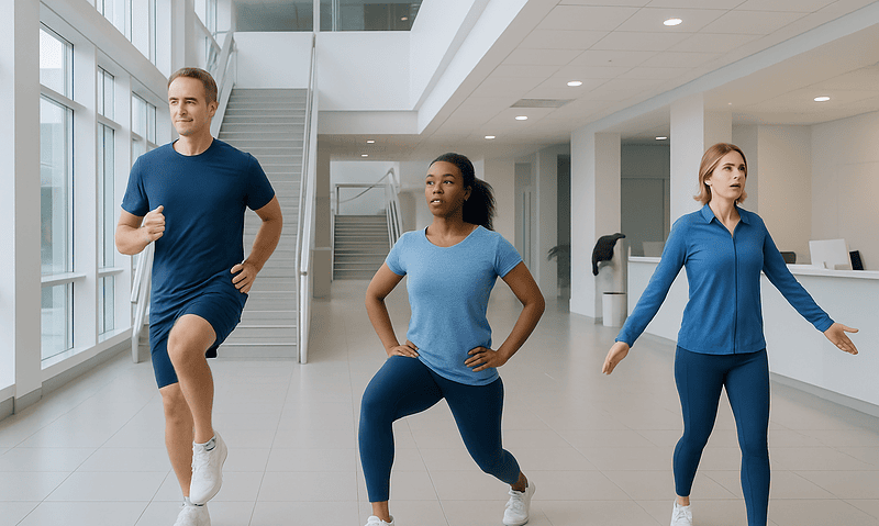 People exercising in a modern gym for health and fitness.