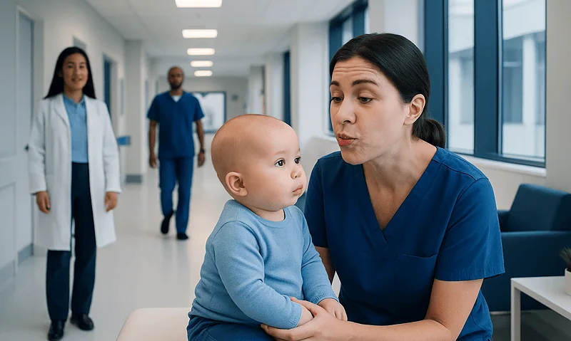Pediatric consultation at Acibadem Hospital with healthcare professionals.