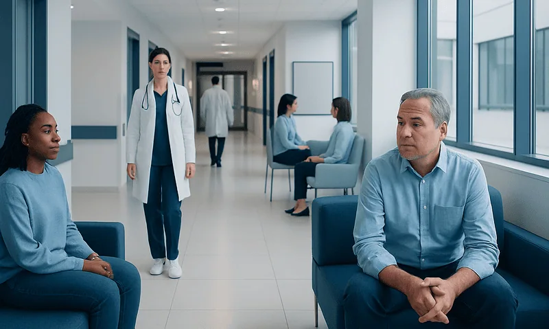 Cold Turkey: An Evidence-Based Guide for Patients 17 Hospital waiting area with patients and medical staff at Acibadem Hospitals Group.