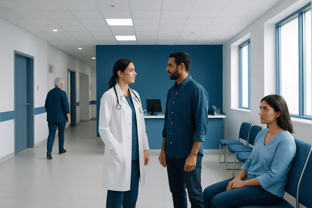 Cumin Seed Jeera: An Evidence-Based Guide for Patients 1 Doctor talking to patient in hospital corridor at Acibadem Hospitals Group.
