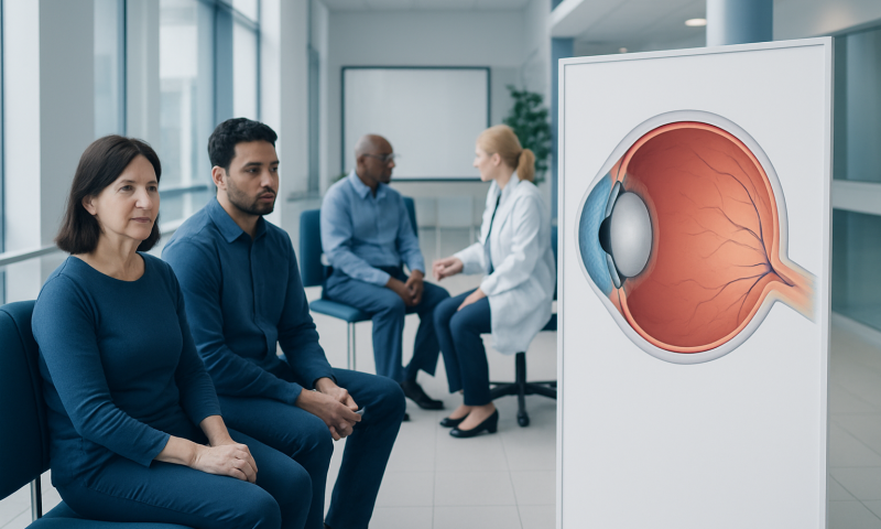 Patients waiting for cataract consultation at Acibadem Hospital.