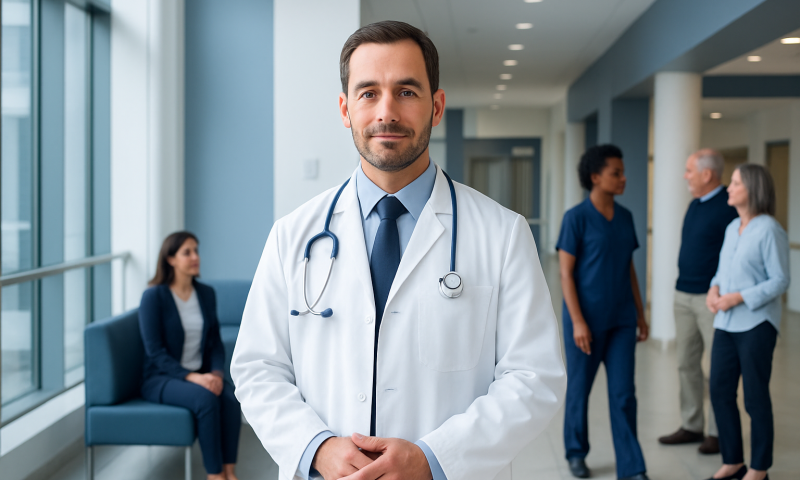 Mpn Specialist: An Evidence-Based Patient Guide 18 Medical professional in hospital corridor with patients and staff in background.