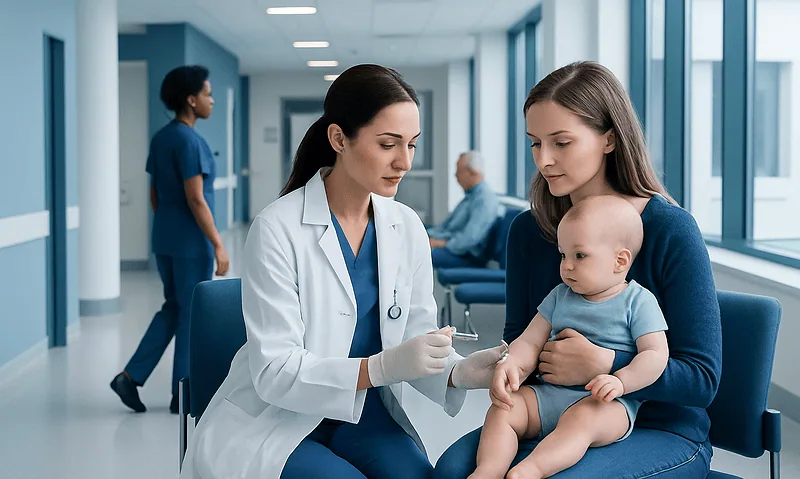 Pediatric vaccination consultation at Acibadem Hospital.
