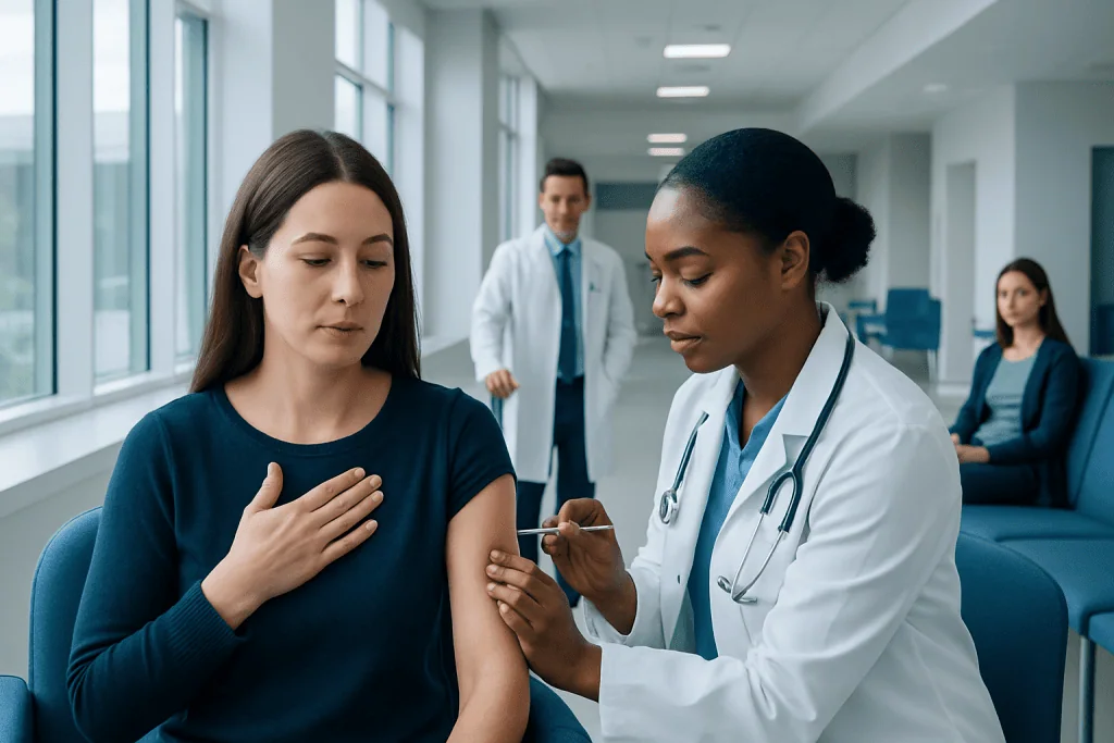 Steroid Shot for Allergies: What Patients Need to Know 1 Doctor administering allergy injection to patient in hospital setting.