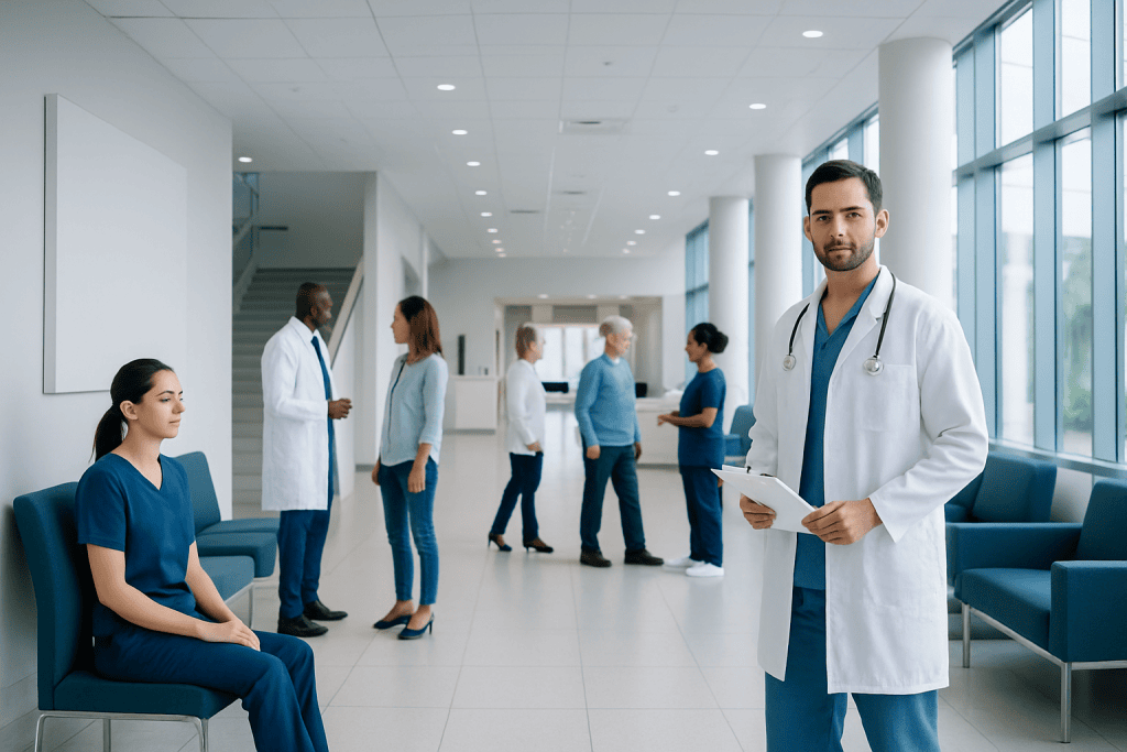 Butter in Coffee: What Patients Need to Know 1 Medical professionals and patients in a modern hospital corridor.