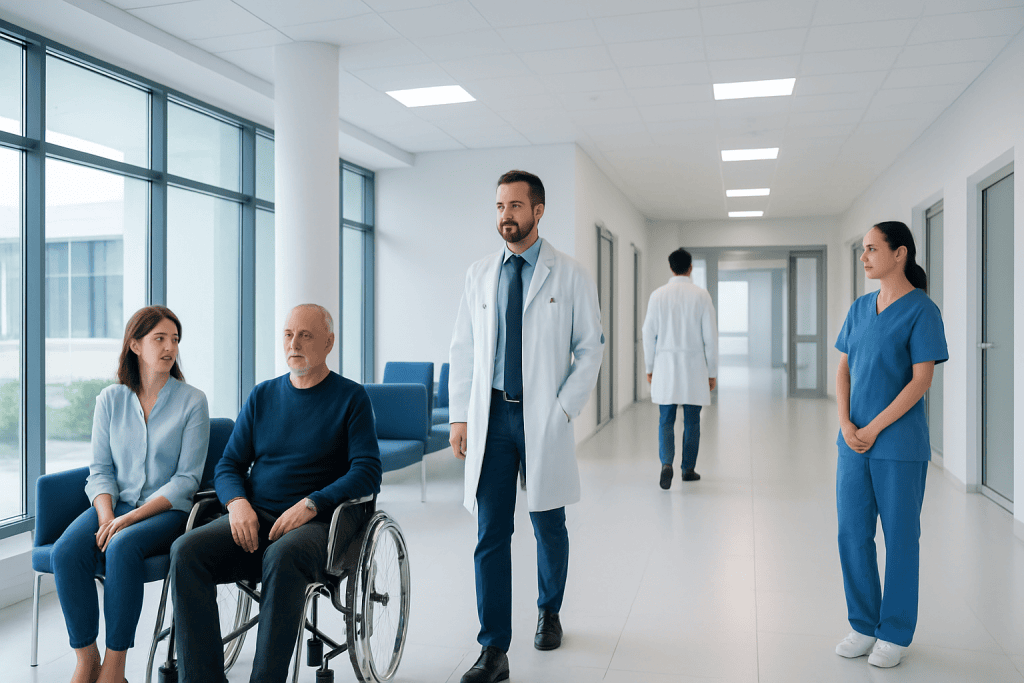 Innovation Therapy: How It Works, Results and What to Expect 1 Medical team consulting with patient in hospital corridor.