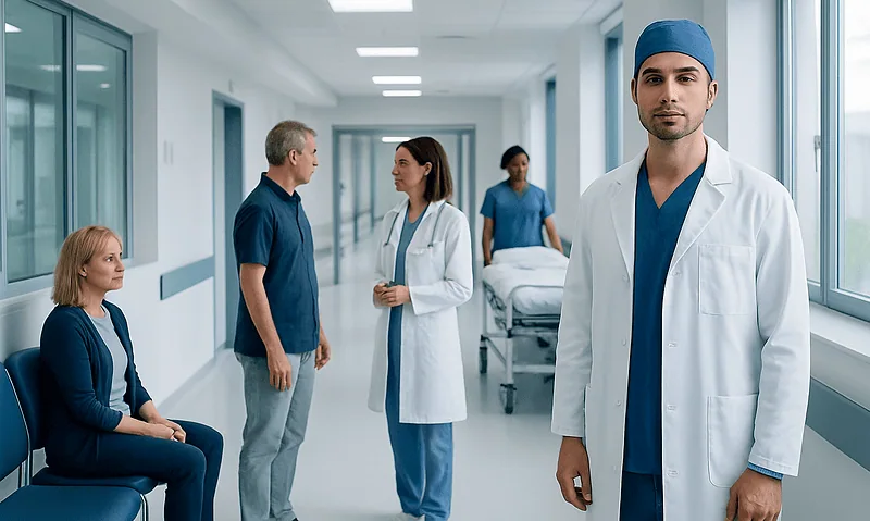 Mua Surgery: Procedure, Recovery and Results 6 Medical team and patient in hospital corridor at Acibadem Hospitals Group.