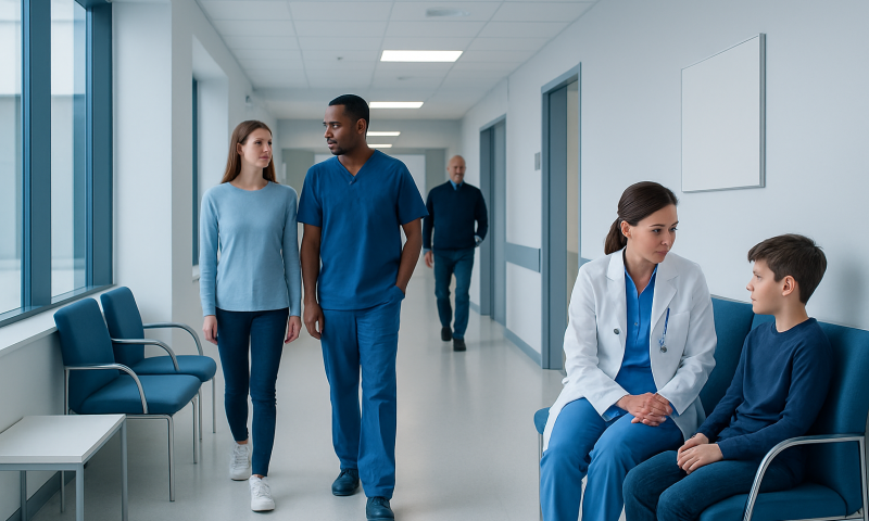 Pivotal Response Treatment: How It Works, Results and What to Expect 1 Healthcare professionals and patients in a hospital corridor.