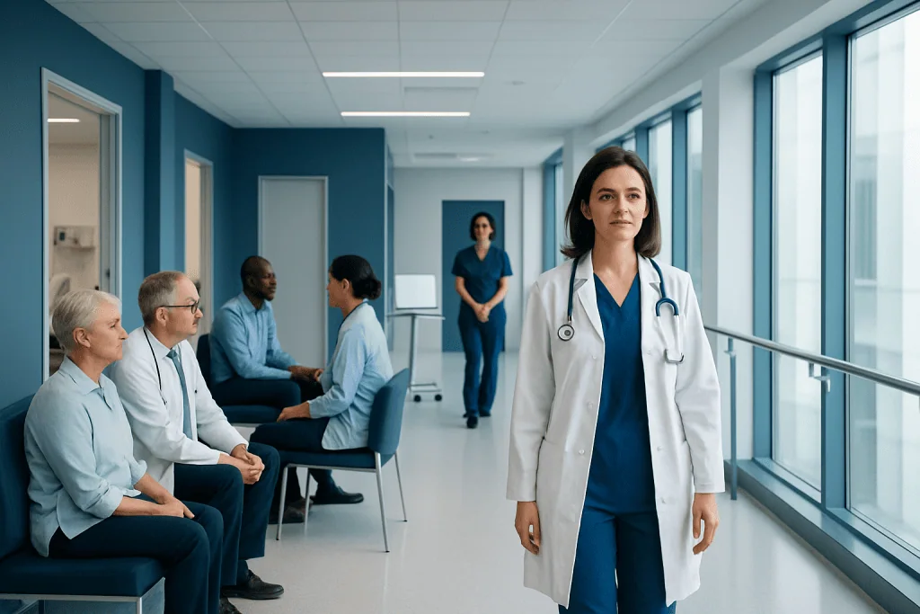 Troy Al Treatment for Melanoma Skin Cancer: How It Works, Results and What to Expect 1 Medical team in hospital corridor with doctor in foreground.
