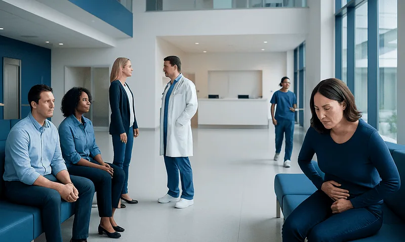 Side Effects of Miralax: What It Treats, How It Works, and What to Watch For 9 Patients waiting in a hospital lobby with a doctor consulting a woman.