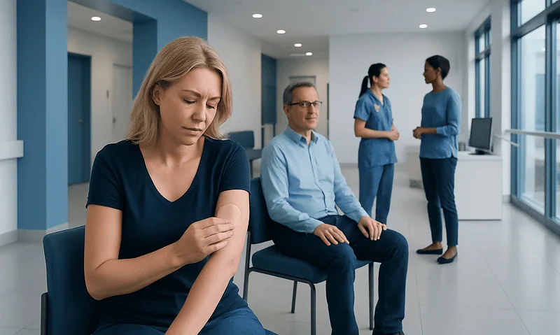 Side Effects of Hormone Replacement Patches: What to Expect and How to Manage 11 Patient experiencing side effects of hormone replacement patches in a clinic.