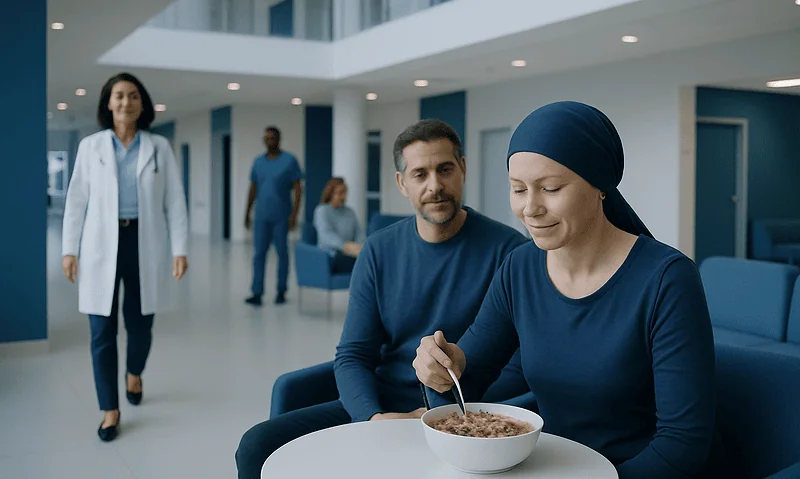 What to Eat When Chemo Makes Food Taste Bad: How It Works, Results and What to Expect 6 Cancer patient eating food in hospital with medical staff nearby.
