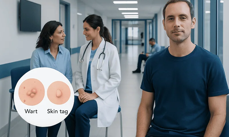 Medical consultation about warts and skin tags at Acibadem Hospital.