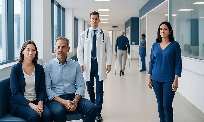 Medical team in hospital corridor at Acibadem Hospitals Group.