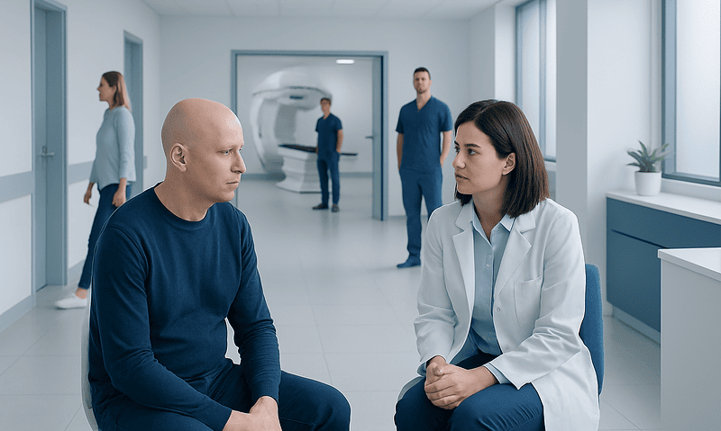 Patient and doctor in consultation at Acibadem Hospital.